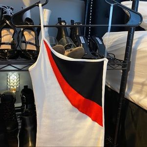 One Shoulder Tri-Color Ribbed Bodysuit